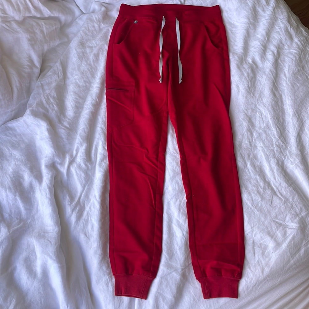 FIGS Red Zamora Jogger Scrub Pants